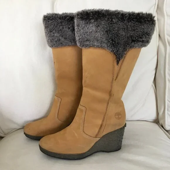 Timberland Shoes Timberland Womens Leather Mid Calf Wedge